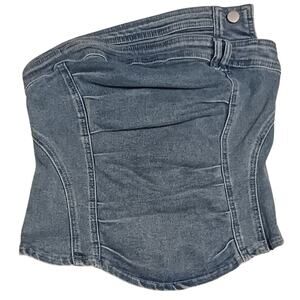 Galita Carefree Strapless Denim Top Faded Blue with Button Accents, Zipper Small